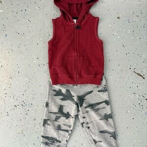 24M Carter's Maroon and Gray Airplane Joggers
